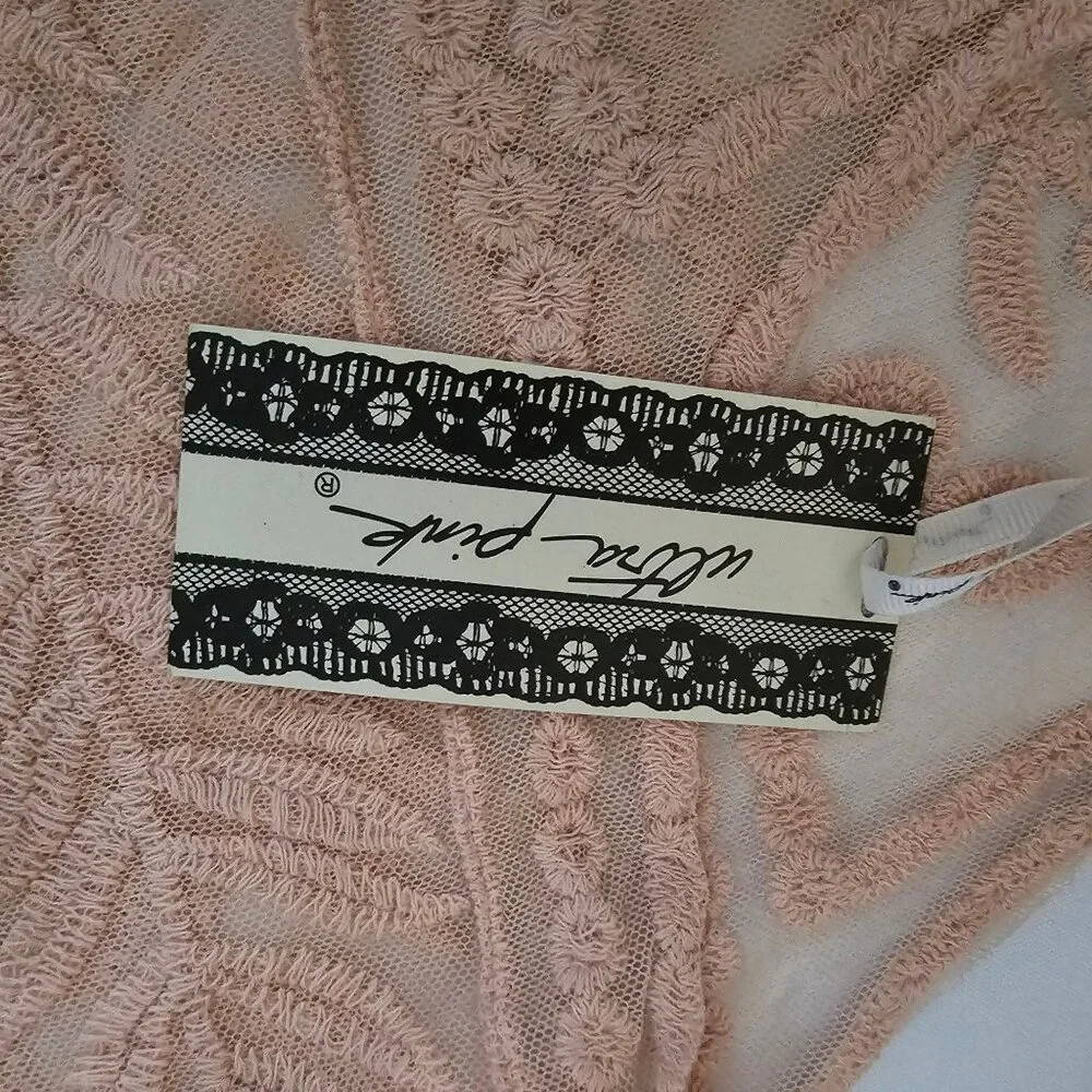 Ultra Pink Light Pink Lace Embroidered Floral 3/4 Sleeve Blouse Women's Size 1X - Picture 5 of 10